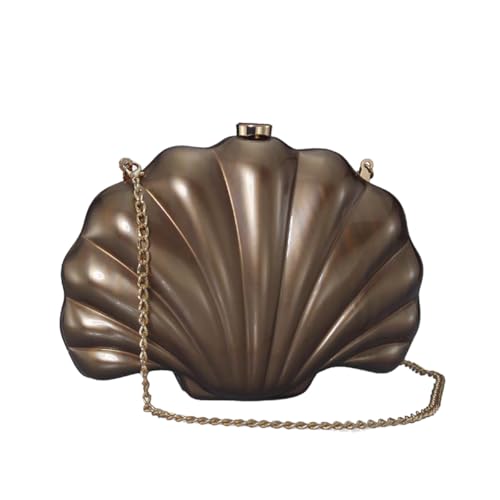 Image of Women Pearl Shell Acrylic Clutch Shell Purse Chain Shoulder Bag Ladies Wedding Clutch Prom Evening Handbag