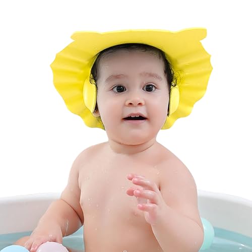 Image of Baby Shampoo Cap Waterproof Baby Shower Cap Adjustable Bathing Hat Visor Hat with Ear Muffler for Toddler Infants Kids