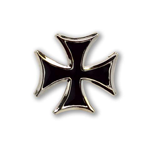 Knights of Malta Templar Cross Jacket or Hat Pin Black and Silver Finish Pewter