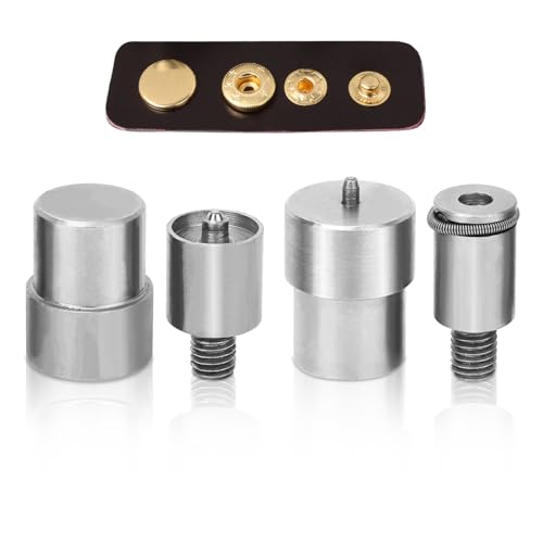 Agatige 4Pcs Snap Button Die Mold Set, Stainless Steel Heavy Duty Press Button Die Snaps Fastener Tool Mould for Hand Press Machine Setter Clothing Leather No-sew Button for 651/633/ 831 Buttons
