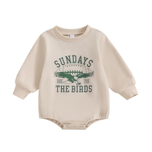 Sundays Are for The Birds Sweatshirt Romper Baby Boy Girl Oversized Sweater Bubble Romper Football Outfit 0-18M