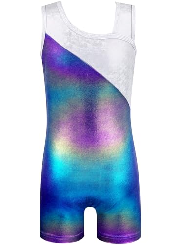 Image of HOZIY Leotards for Girls Gymnastics Kids Children Biketard Snowflake Ribbon Blue Purple Hot Pink Sparkle