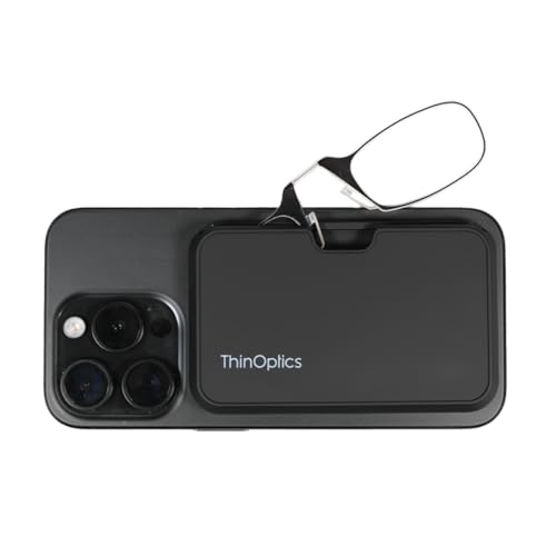 ThinOptics Readers with Pod Case - Armless On-Nose Reading Glasses - Slim Case Attaches to Phone - MagSafe Compatible