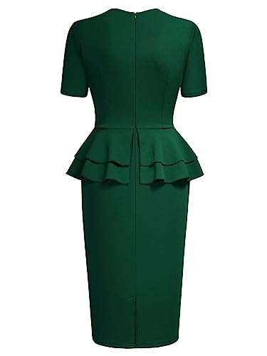 AISIZE Women's 1940s Vintage Square Peplum Bodycon Cocktail Dress3