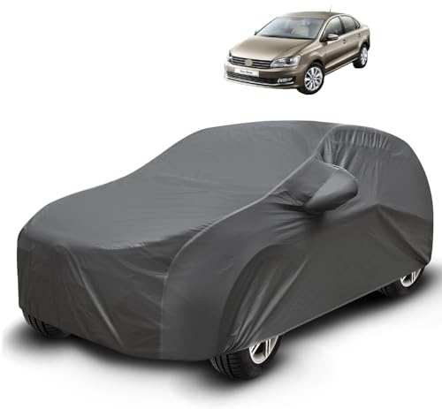 Image of Auto Hub Waterproof Car Cover Compatible with Vento with Mirror Pockets, Soft Cotton Lining, Vento Car Cover Waterproof, Grey