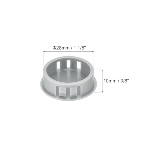 Image of MECCANIXITY 64PCS 28mm(1 1 /8 inch) Light Gray Plastic Hole Plugs, Flush Type Panel Hole Plugs Insert End Caps for Locking Hole Tubes Furniture Cabinet