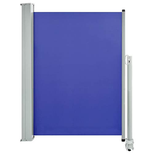 vidaXL Toldo Lateral Retráctil para Jardín Lona Parasol Patio Toldo Horinzontal Pantalla Azul 100x300 cm