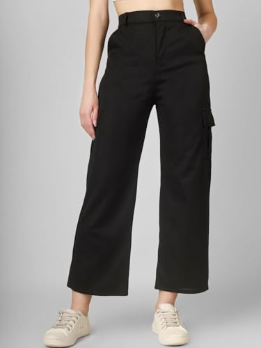 Image of Women's Cargo Pants High Waisted Baggy Wide Leg Cargo Trousers Casual Loose Fit 4 Pocket Utility Streetwear Fashion Work Bottoms, White Black Pink Lavender Beige Brown