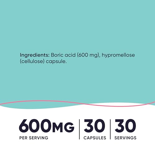 Image of Nutricost Boric Acid 600mg, 30 Capsules - Vaginal Suppository - Non-GMO - for Women (Pack of 3)