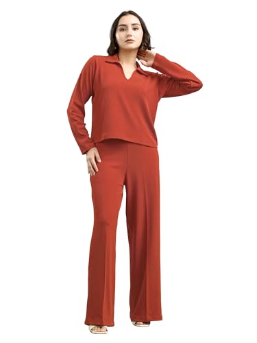 Image of PURVAJA Women's Regular Sleeve Top & Trouser Solid Co-ords