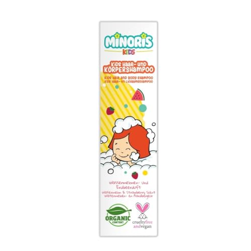 Minoris Kids Champú Cabello & Cuerpo | Bio, Vegano, pH 5.5, ProVit B5 & Aloe, Test Derm, Sin Sulfatos/Parabenos – Fórmula Suave, Uso Diario, Cuero Cabelludo Sensible, 400 ml