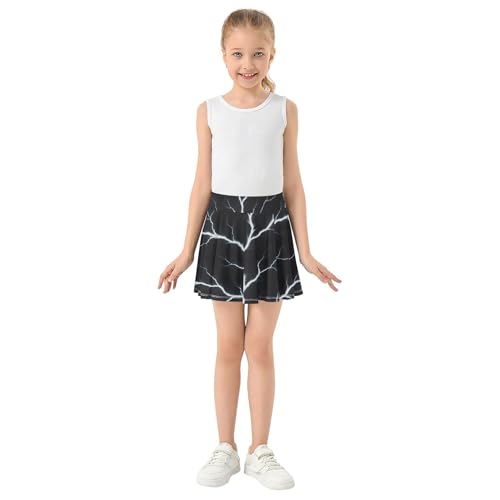 Toddler Athletic Shorts for Girls Skorts Toddlers Tennis Skirts Cheer Skirt White Branching Lightning Black 4t3