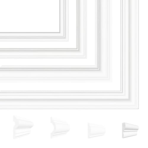 Natural Goods Berlin 1x Wandrahmen GRETE - Stuckrahmen Weiß - Selbstklebende Zierleisten Bemalbar - Peel And Stick Molding - Zier- & Stuckleisten, Fertige Wandpaneele, Wandleisten Deko 500x1100mm