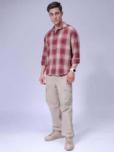 Image of The Indian Garage Co Men Relaxed Fit Checkered Full Sleeves Cutaway Collar Casual Shirt