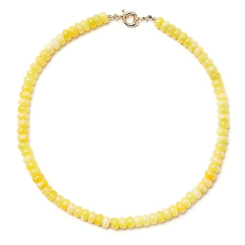 Zissunbeam Bead Gemstone Choker Necklace for Women Colorful Natural Stone Beaded Statement Boho Beach Necklace Jewelry for Women Rainbow Stone Charm Trendy Necklaces (Yellow)