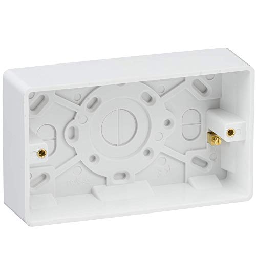 Knightsbridge CU1800 Standard Square White Plastic, Pattress Box - Double 35mm, Curved Edge