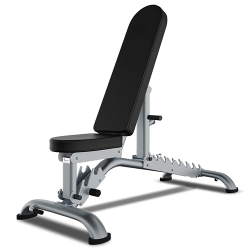 Image of Powermax Fitness PUB-036B Adjustable Incline Flat Utility Bench, Multi-Positions with 8 Seat Adjustments | Heavy Duty Frame | Weight Capacity up to 350 | Kg Home Gym Workout Strength Equipment