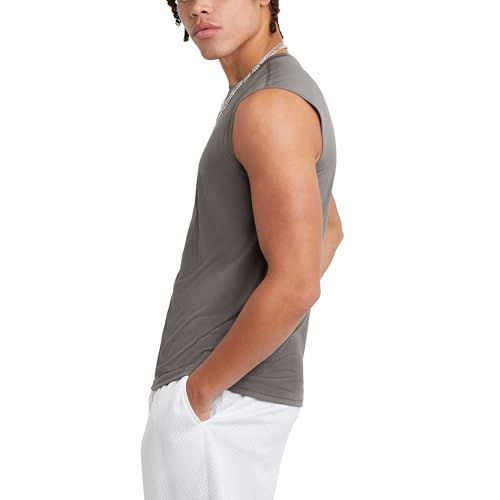 Champion Herren Sleeveless, Sport Tank, Moisture Wicking, Muscle for Men (Reg. Or Big & Tall) T-Shirt, Grau-Stone Gray, L – Ansicht 4