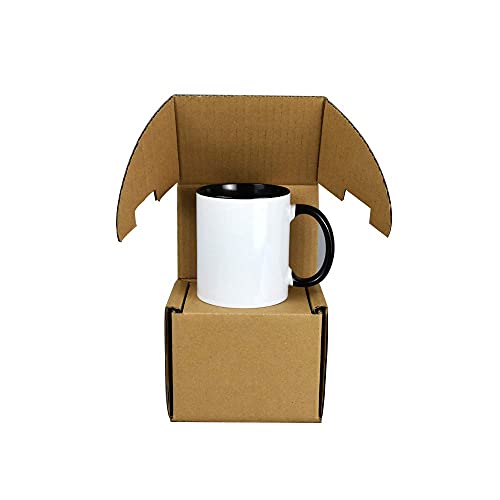 Set Of 24 11Oz Sublimation Blank Mugs Two Tone With Black Inside Handle, With Brown Mail Order Box #TOP3