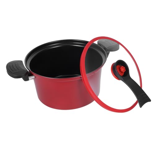 CONGARTENO Pentola Bassa Pressione Multifunzione Rosso Antiaderente con in Manici Isolanti Ergonomici per Cucina Induzione Pentola da Casa per Zuppe e Stufati