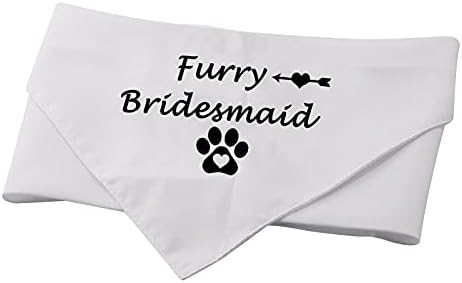 1 Piece Furry Bridesmaid Flower Wedding Dog Bandana Bridesmaid Announcement Wedding Gift (Furry Bridesmaid white)