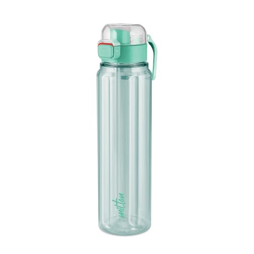 Image of MILTON Aston 700 BPA & BPS-Free Water Bottle 700 ml| Food-Grade Plastic | One-Click Open | Leak-Proof | Sip & Gulp Lid I Ideal for Office, School, College, Gym, Turquoise Blue