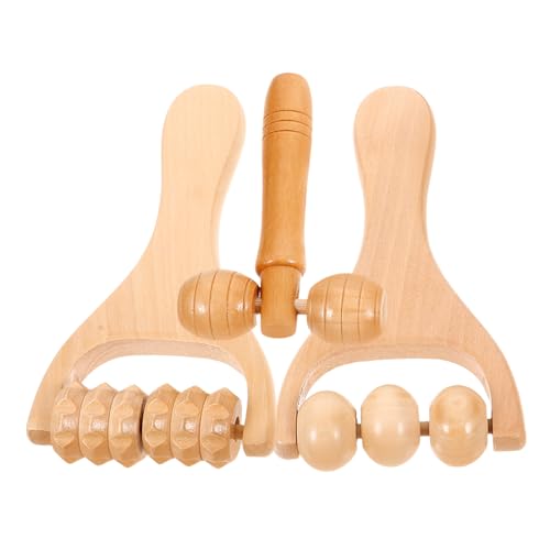 BCOATH Self Care Massage Tool Facial Roller for Massage Roller for Foot Shoulder Neck Hip Wood Set 3pcs