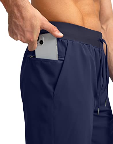 Men's Running Shorts with Zipper Pockets 7 Inch Lightweight Quick Dry Gym Athletic Workout Shorts for Men (Navy, XL)