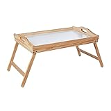 Color aleatorio, Bandeja de desayuno plegable, Fabricada en madera de gran calidad, Borde rectangular y patas, Medidas de 30 x 50 x 23 cm (alto x ancho x profundo).