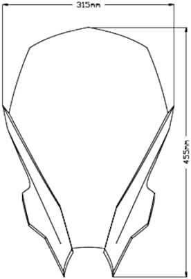 Dimensional drawing of Puig 20645N windscreen showing width 315mm and height 455mm