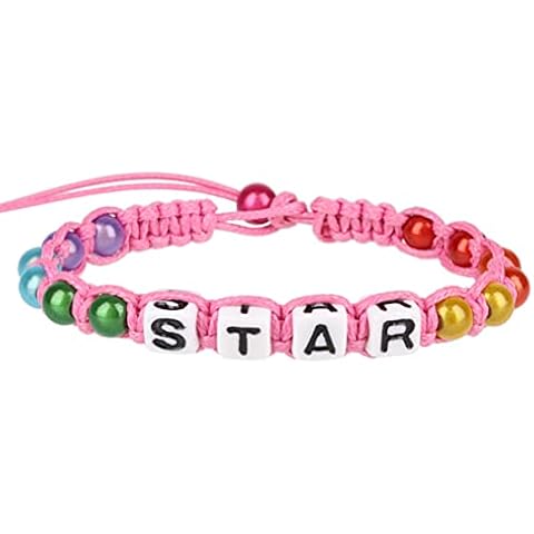 Personalised Pink Friendship Bracelet with Alphabet Beads Cover