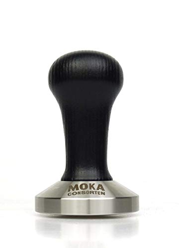 Moka Consorten Tamper Special Edition | ø 58,5 mm | konvex | Verschiedene Griffe | Made in Italy (Schwarz, Eschenholz) Cover
