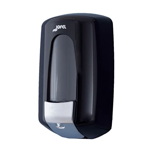 Jofel AC70600, Dosificador de Jabón Aitana con Pulsador Cromado, 1 L, Negro