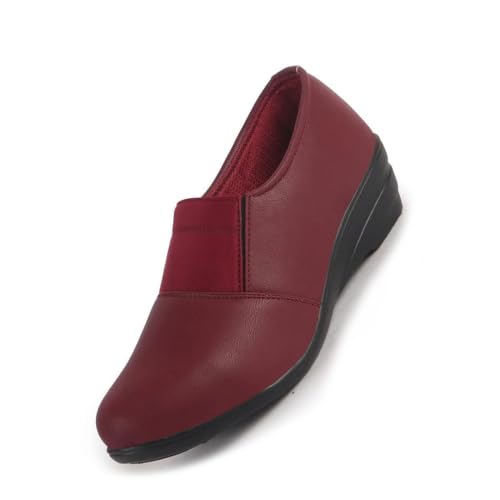 Image of FAUSTO Women Classic Formal Slip On Shoes | Platform Heel Shoe for Office Meeting Events | Easy Pull On Shoes with All Day Comfort