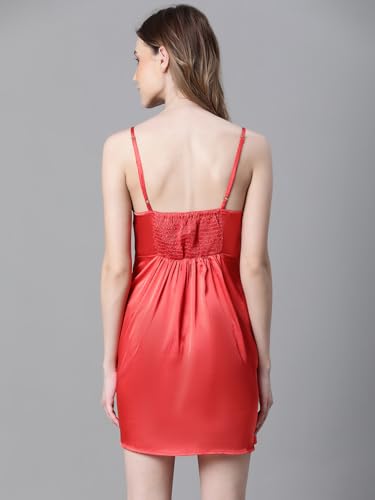 Image of oxolloxo Women V-Neck Shoulder Strap Sleeveless Nightwear Satin Dress
