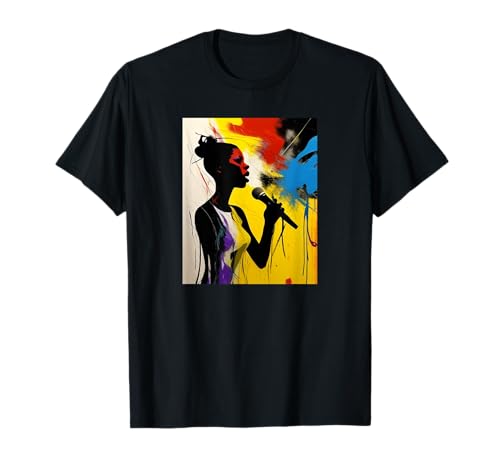 Colorful Female Singer Microphone Silhouette Singer T-Shirt