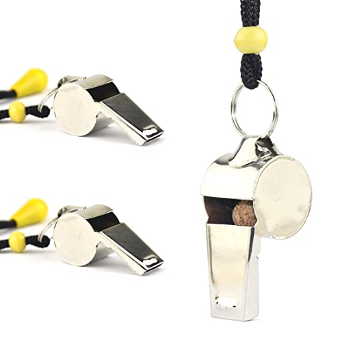 VONDEER Whistles with Lanyard, Coach Referee Whistle, Stainless Steel Loud Crisp Sound for Teachers Sports Activities, School, Soccer, Referees, Lifeguard, Coaches, Emergency