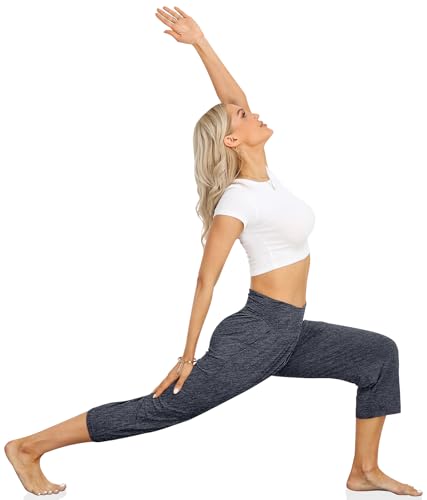 Image of UEU Women's Yoga Capri Pants Loose Soft Drawstring Workout Sweatpants
