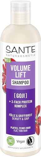 SANTE Naturkosmetik Volume Lift Shampoo - 250 ml - mit Bio-Goji & 3-Fach Protein Komplex - für feines & plattes Haar - silikonfrei & vegan - dermatologisch getestet