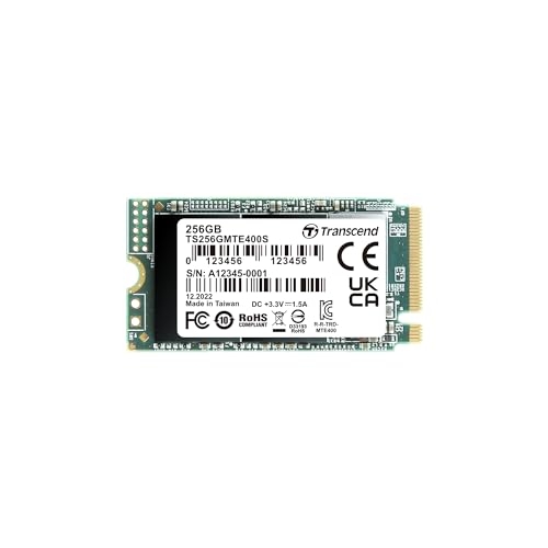 Transcend MTE400S 256 GB NVMe PCIe Gen3 x4 M.2 2242 Internal Solid State Drive (SSD) 3D TLC NAND (TS256GMTE400S)