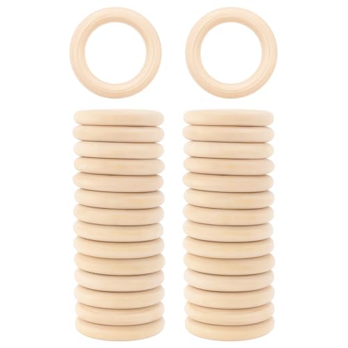 Mandala Crafts 60 anillos de madera natural de 45 mm y 1.75 pulgadas para manualidades, anillos de madera de macramé, anillos de madera sin terminar para anillos de macramé, tejer joyas