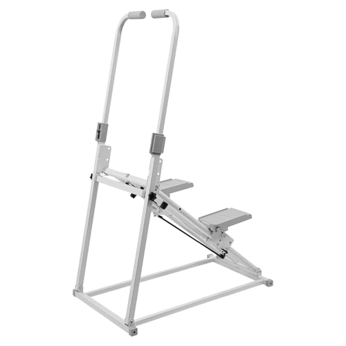 HUOMMGS Treppensteiger Fitnessgerät Klappbar Treppenstepper mit 3 Stufen Einstellbare Neigung Vertikale Klettermaschine mit Handläufe Bis 100KG Climber Maschine für Wohnzimmern, Schlafzimmern (Weiß)