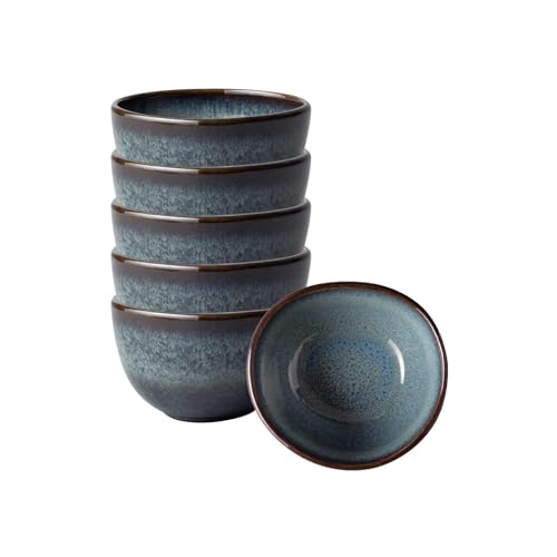 Villeroy & Boch like. by Lave Gris Dipschälchen 6er Set, 140 ml, Schale für Dips & Snacks, 10x10x6 cm, Steingut, Grau
