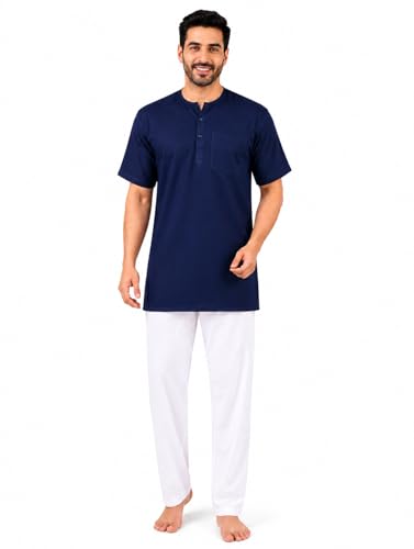 Image of Men's Cotton Halfsleeve Short Kurta for Summer