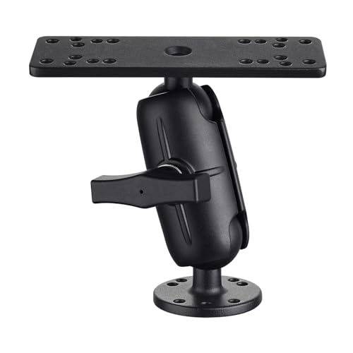 Image of Strg 1.5 inch Ball Mount with 3.7 inch Double Socket Arm, Rectangular Plate and Round Base, C Size 1.5 inch Ball Fish Finder Mount for Garmin Lowrance Fish Finder Mounting Tablet Laptop Mounting