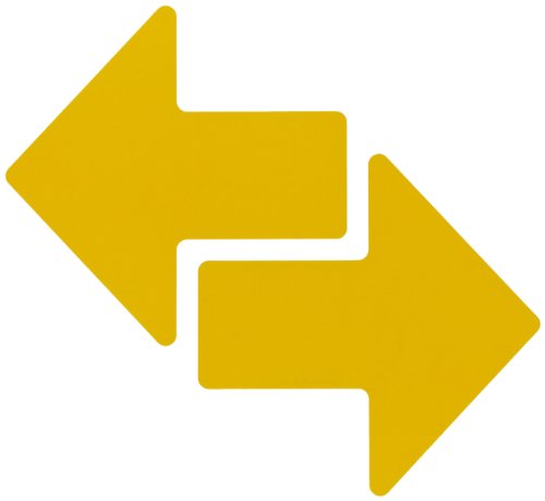 Brady 104427 ToughStripe Nonabrasive Direction Arrow Floor Marking Tape, 10 Length, 4 Width, Yellow, Arrow Shape (Pack of 100 per Roll)