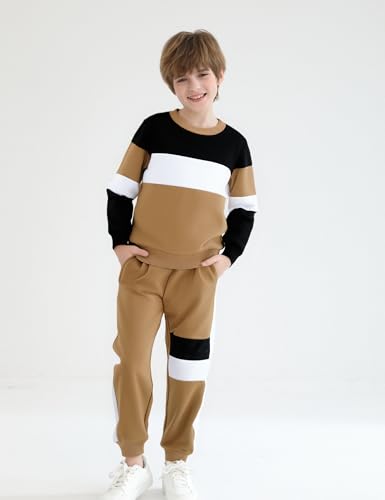 Image of mkodopy Boys Clothes Hoodie Sweatsuits Tops and Pants Boys Fall Winter Outfits Boy Clothing Set