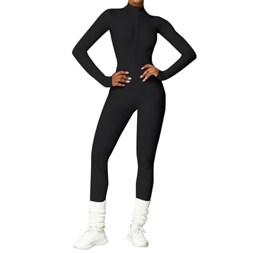 Tuta Intera Donna Yoga Jumpsuit Sportiva Manica Lunga Tuta Intera Sexy Bodysuit Completo Tinta Unica One Piece Palestra Leggings Slims Abbigliamento Moda Elastico Aderente Gym Yoga Workout 2026
