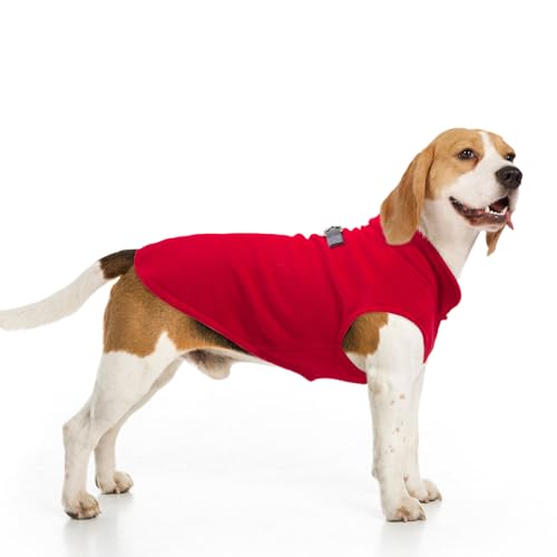 Image of BEAUTYZOO Dog Fleece Vest Sweater Winter Jacket for Small and Medium Large Dogs with D-Ring Leash Cold Weather Coat Hoodie for XS S M Dogs Boy or Girls, Red XL