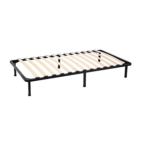 Furinno Angeland Cannet Metal Platform Bedframe, Twin, Black #TOP12